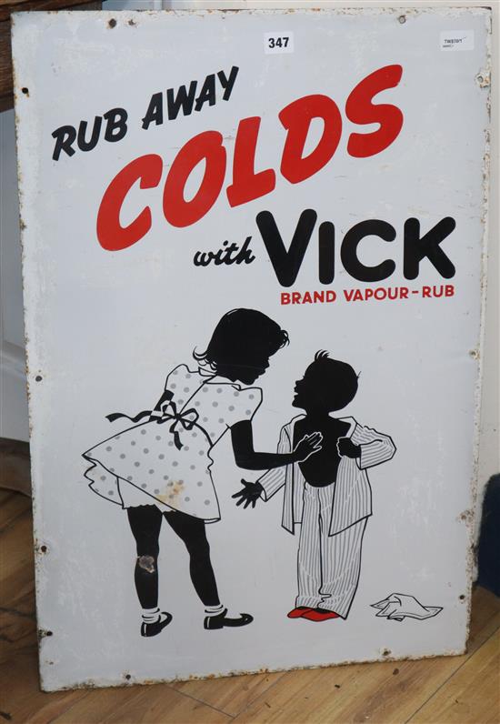 An enamelled advertising sign, Rub Away Colds with Vick